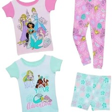 Disney Girl's Princess Pajamas Girl  s 4 piece Cotton Size 3T NWT