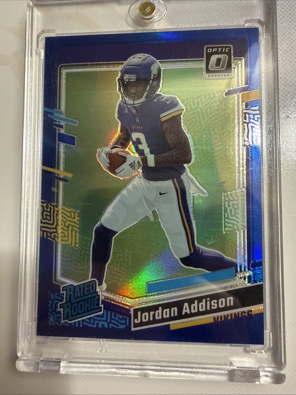 2023 Panini Donruss Optic - Rated Rookie Jordan Addison #271 Blue Prizm /199 RC