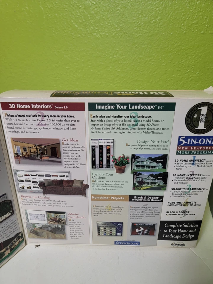 Broderbund NEW Sealed 3D HOME DESIGN SUITE Deluxe 3.0 CD-ROM Windows PC 1990s  - Image 3 of 4