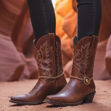 Women 2PCS Gold Metal Chain Western Boot Bracelet Shoe Lion Coin Charm Bling USA