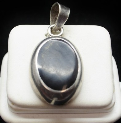 Sterling Silber schwarzer ovaler Stein Anhänger/Charm #FMD906