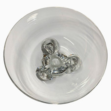 Vintage Steuben Signed Clear Hand Blown Art Glass Round Swirl Bowl, 1950s MCM