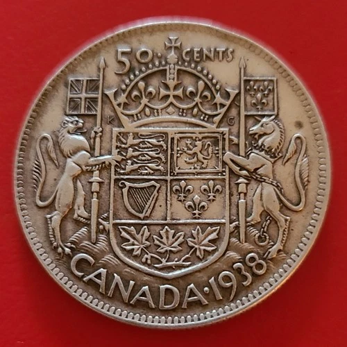 1938 50 Cents Canada NICE 80% Silver Coin - KM#36 -   COMBINED SHIPPING