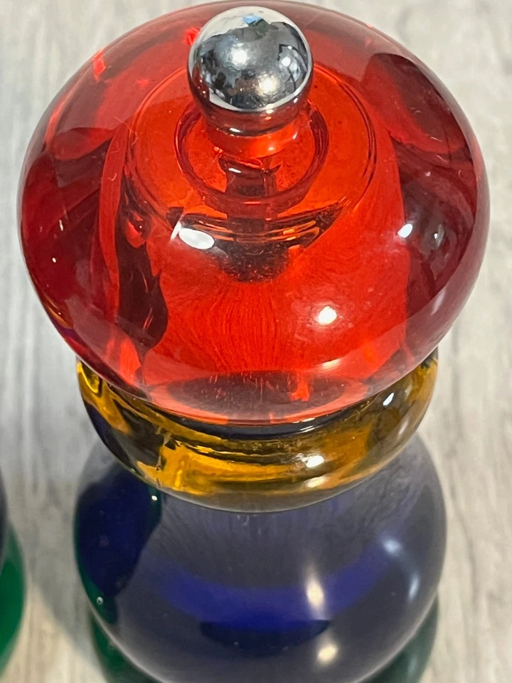 Antigo Conjunto de Moinho de Pimenta e Saleiro Thompson Sunset Fiesta Multicolorido Antigo - Imagem 4 de 4