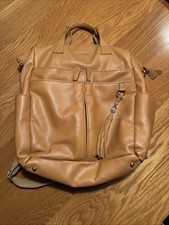 Jade Lily Convertible Leather Tote Camel Diaper Bag for Work, Travel