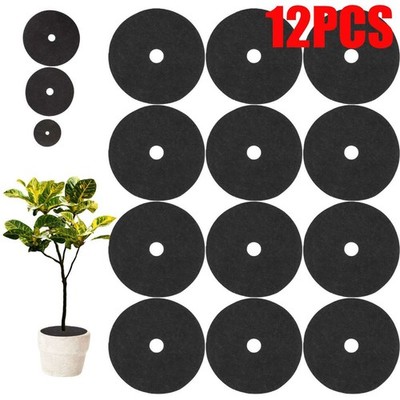 12Pcs Non- Woven Tree Mulch Ring Round Weed Barrier Tree Protection Weed Mats
