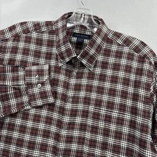 Scott Barber Shirt Mens XL Red Black Plaid Long Sleeve Button Down Twill Casual