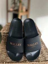 Mallet Designer Slides Sandals Black Beach Pool Shoes Size UK 5