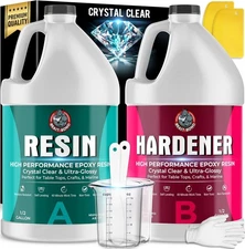 Epoxy Resin 1 Gallon Ultra-Gloss Clear Self-Leveling UV & Impact Resistant