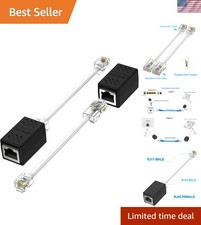 2-Pack RJ45 Female to RJ11 Male Cables - Perfect for Telecommunication