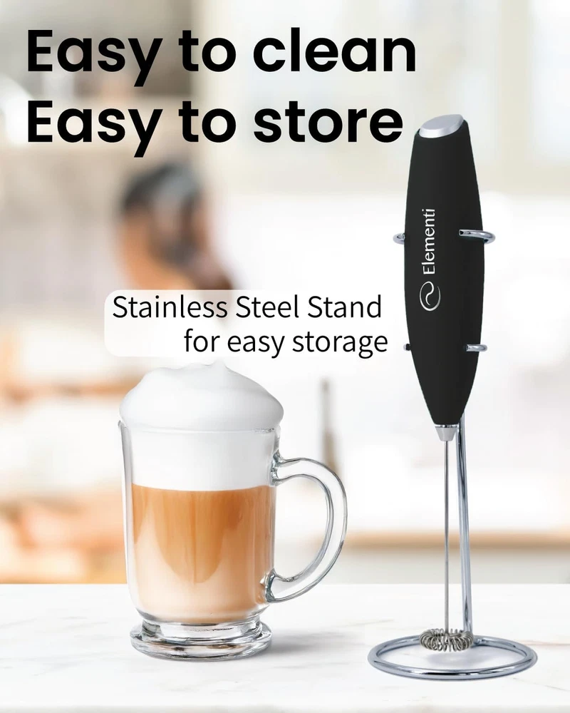 Milk Frother Wand & Matcha Mixer, Mini Electric Whisk for Coffee - Frother for C