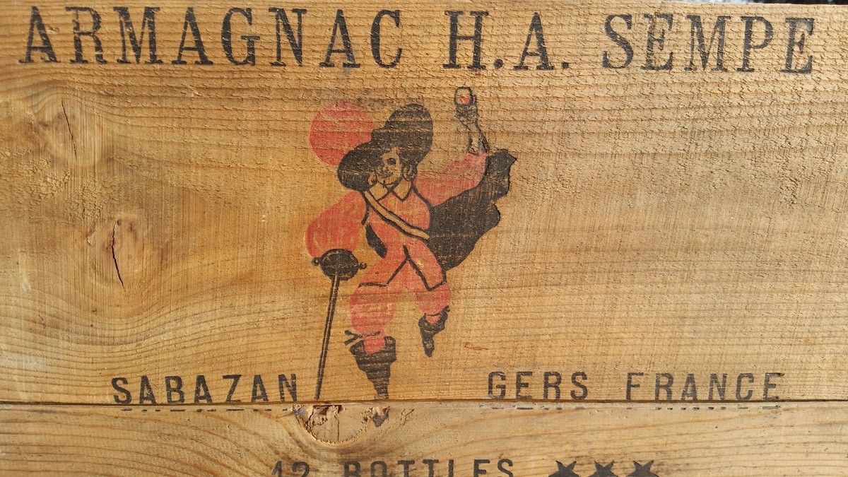 VItg ARMAGNAC WINE SPIRITS BRANDY BOX CRATE HENRY A SEMPE