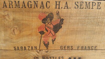 VItg ARMAGNAC WINE SPIRITS BRANDY BOX CRATE HENRY A SEMPE