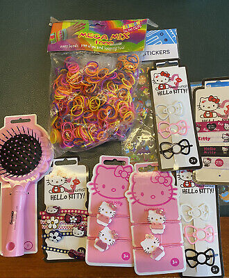 10pcs Hello Kitty Bow Hair Accessories Set Hair Clip Rope Ties Barrette Hairband 