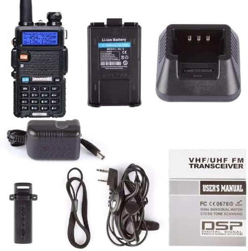 BAOFENG UV-5R Dual Band Two Way Radio (Black), 144-148Mhz & 420-450Mhz