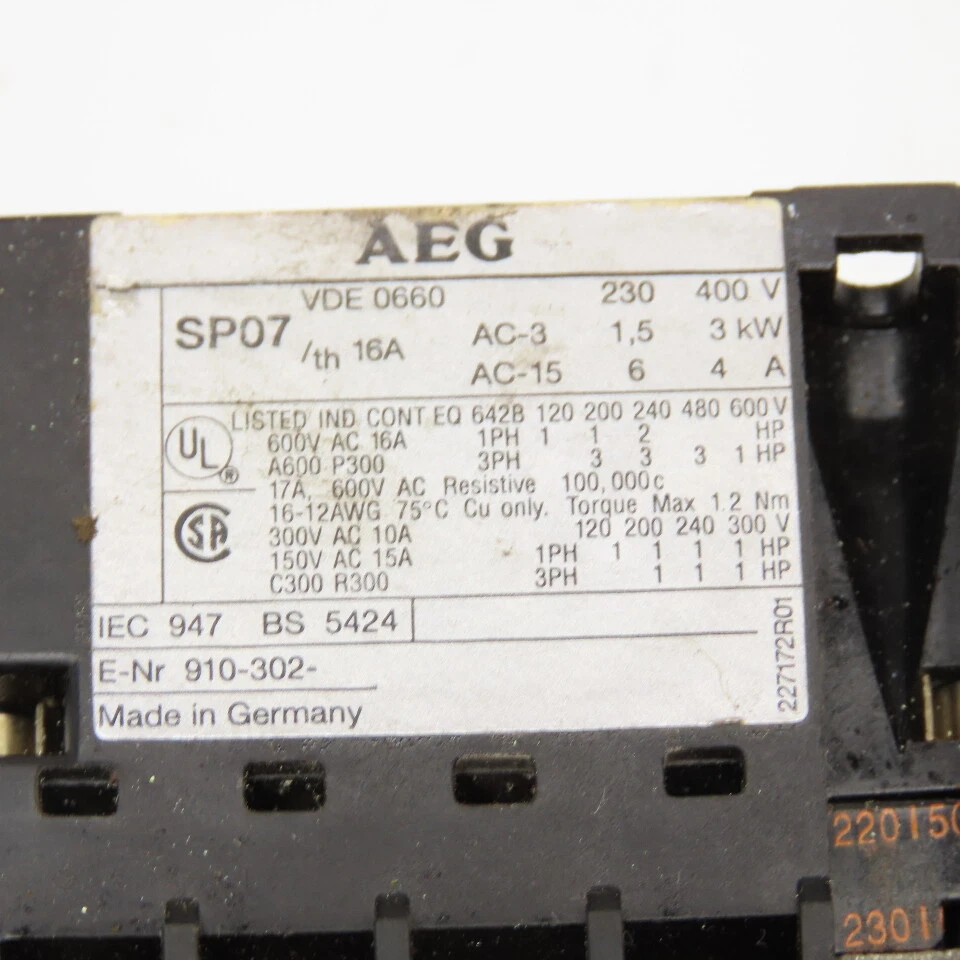 AEG SP07 Contactor 600V 230V Coil - Image 2 of 4
