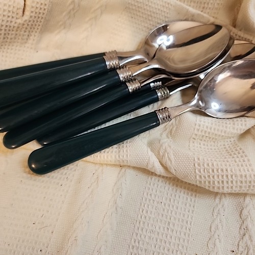 Kitchen Cutlery Stainless Steel Flatware Service For 6 Drk Green Handles Extras - Picture 5 of 6