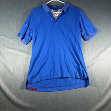 Robert Graham Mens Polo Shirt Blue Classic Fit Short Sleeve Pullover Size M
