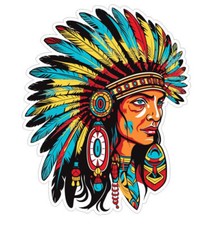 Native American Indian with headdress head dress Sticker Stickers Decal A1009