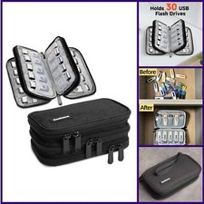 USB Flash Drive Case with Labels, Gifts for Men USBs Case Organizer Holds 30 Pcs