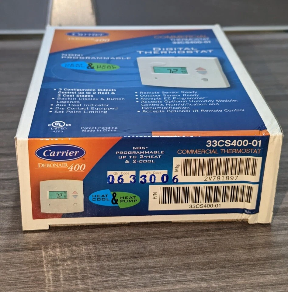 Carrier Digital Programmable Thermostat 33CS400-01 DEBONAIR 400 , New - Image 4 of 4