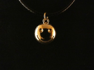 Smiley Anhänger mit Kette 24 Karat Vergoldet Smiling Emotion Charm Glück