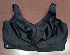 Glamorise Sport Bra 38G Black Full Support Wireless Black Wide Comfort Straps