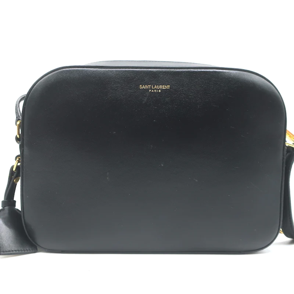 Borsa per fotocamera Saint Laurent nera liscia pelle cinturino catena a tracolla