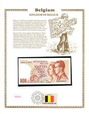 Belgium 50 Francs 1966 P 139a.3 UNC w/FDI UN FLAG STAMP Kestens 1011P 252609817