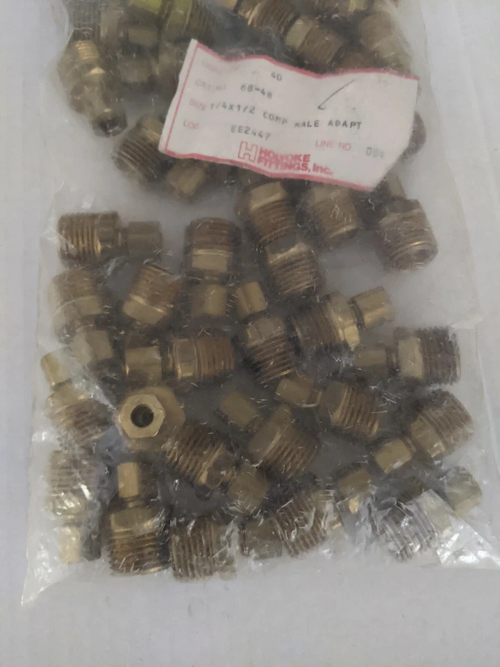 40 Pcs 1/4" OD x 1/2" Male Thread Brass Compression Strt. Ftg Holyoke #68-48 NEW - Image 3 of 4