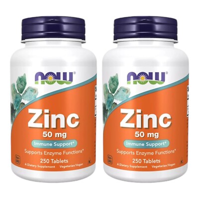 2x NOW FOODS Vegetarian Formula Zinc 50 mg 250 Tabs
