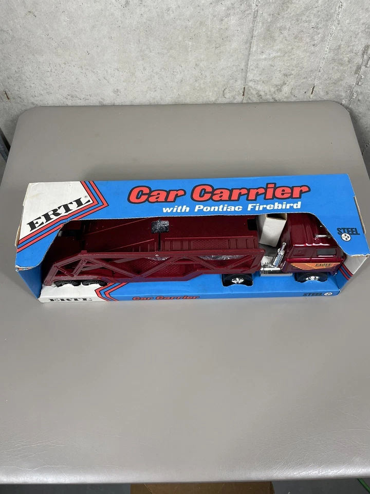 VTG New In Box! Ertl Pressed Steel Car Carrier With Pontiac Firebird - Image 2 of 4