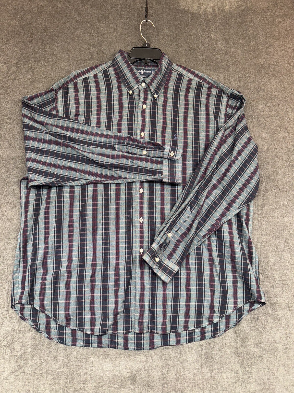 Camicia Ralph Lauren da uomo Blaire a quadri abbottonati taglia XXL logo pony manica lunga