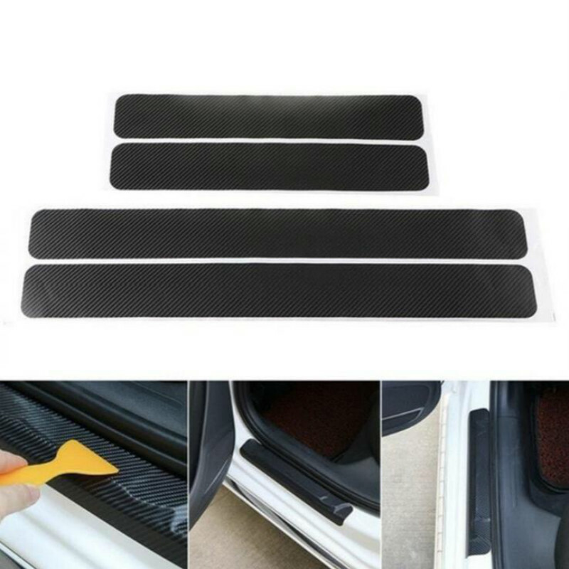 Carbon Fiber Style Door Sill Scuff Plates For SAAB Models – 2pcs, Stainless Steel, Carbon Fiber Texture, ANChromeAccessories
