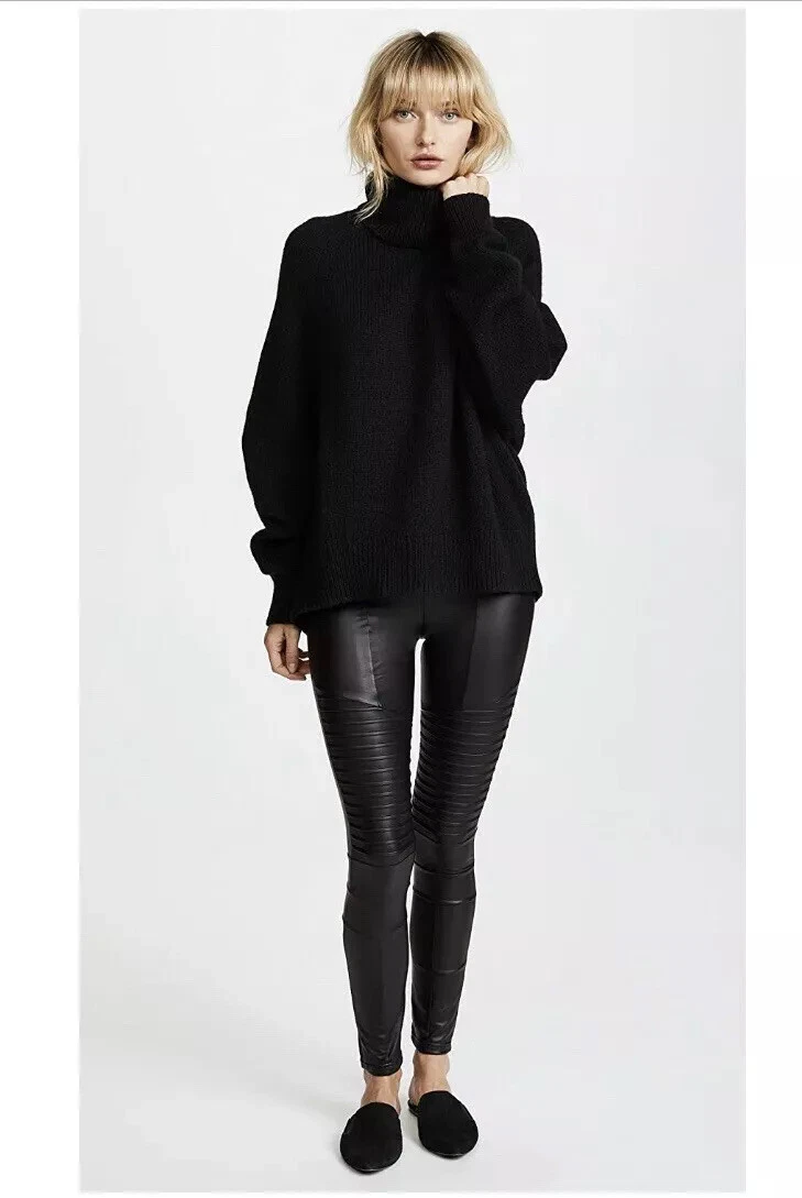 Fleece Lined Faux Leather Moto Leggings