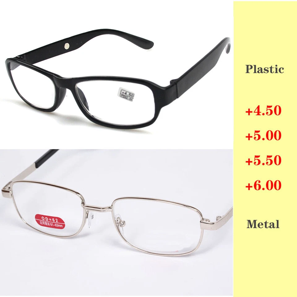 Trendy Men Women's Reading Glasses Metal / Plastic Frame +4.5 +5.0 +5.5 +6.0