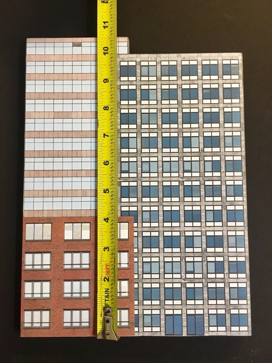 HO Scale Apartment Building #4 Combo Flat / Front 3D Background – PTF DESIGNS, 1:87 Diorama