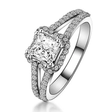 .925 Sterling Silver Princess Cz Wedding Band Engagement Ring Size 3-12 SENG002