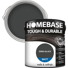 Homebase 25X Tough & Durable Matt Paint Walls & Ceilings - Zebra Black – 2.5L