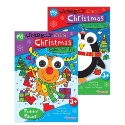 Squiggle My Wobbly Eyes Weihnachten Malbuch - Dumme Tiere oder lustige Gesichter.
