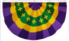 Mardi Gras Bunting Flag 3x5 ft New Orleans Purple Yellow Green Party Decoration