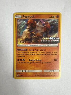 Pokémon TCG: Regirock SM74 PRE RELEASE STAFF STAMPED Crimson Invasion Promo 