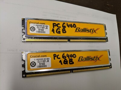 ONE Crucial 1GB Ballistix DDR2 800MHz (PC2-6400) BL12864AA80A.8FE5 4-4-4-12 2.2V
