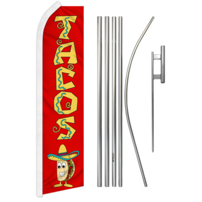Tacos Swooper Flutter Feather Advertising Flag Kit Mexican Restaurant Food Flag