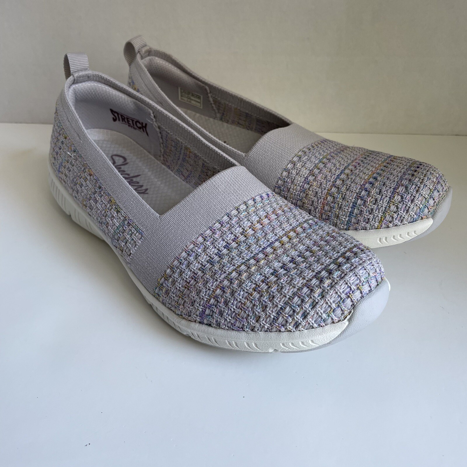 Skechers Be Cool Sherbet Skies Slip On Sneakers Gray Women 7.5 Knit Stretch