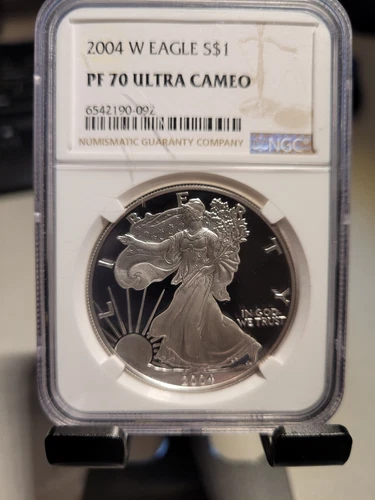 2004-W American Silver Eagle NGC PF70 Ultra Cameo (cracks on obverse)