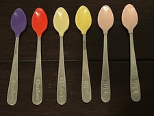 6 Gerber NUK Feeding Baby long Spoon Eating Utensils Flatware Soft Tip Rubber