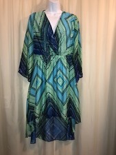 UMGEE BOHO Chevron Print HI-LOW  DRESS Junior Women's Size LARGE EUC