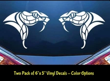 Cobra Venom Snake Two Mirrored 6" Vinyl Decals Car Truck Window Door Mirror Wall