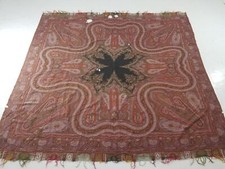 Antique 19th Century Kashmir Style Paisley Wool Piano Shawl 187x180cm